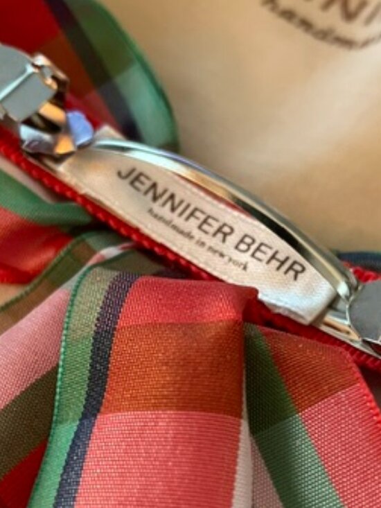 JENNIFER BEHR Bonnie Bow Hair Clip Barrette in Checked Organza Brand New NWT
